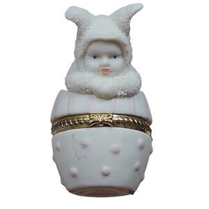 Vintage Dept. 56 Snowbunnies "Sunny Side Up" Hinged Trinket Box Figurine EASTER